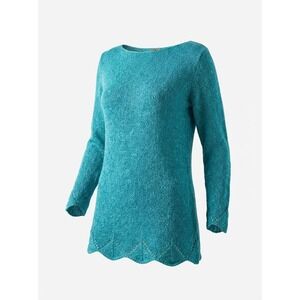 Rafaella Sport Women Teal Boat Neck Long Sleeve Knit Sweater Tunic Top L